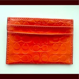 Coach orange leather card holder